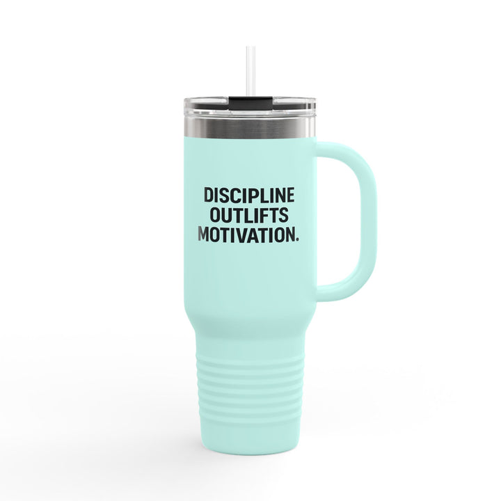 Discipline Outlifts Motivation Insulated Travel Mug, 40oz