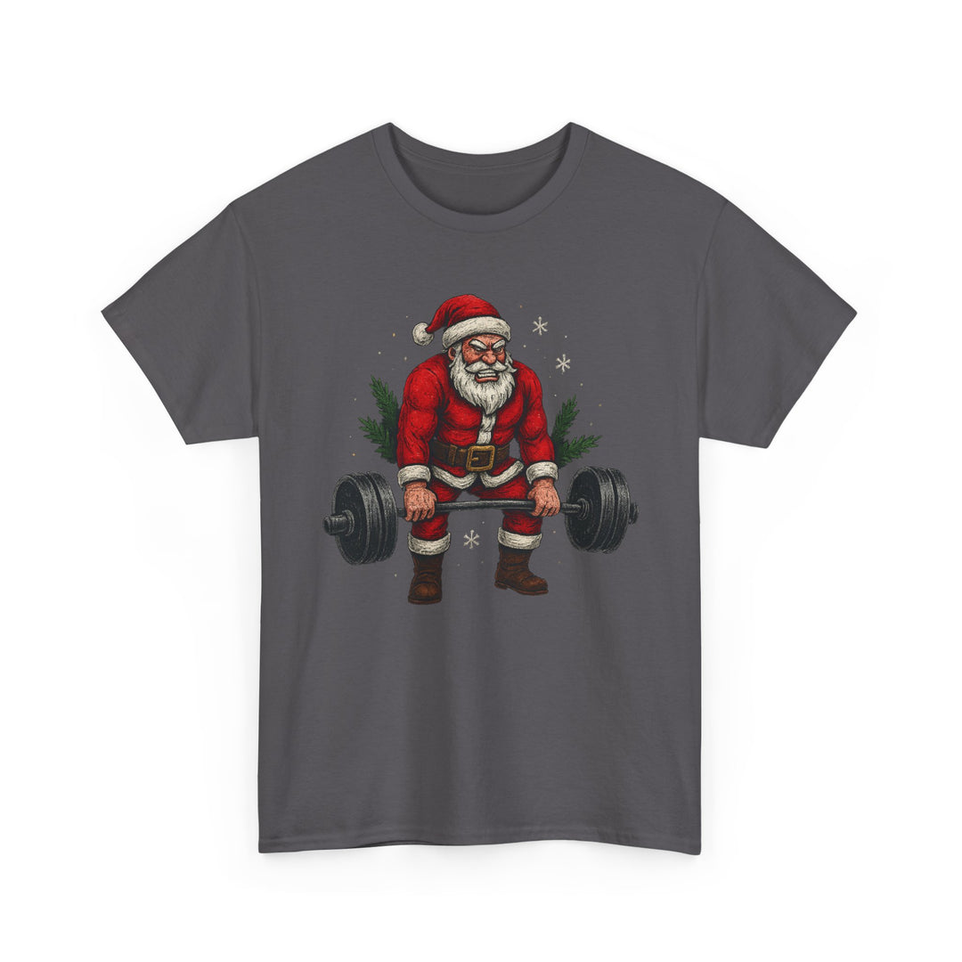 Santa Deadlifting. Unisex Heavy Cotton Tee