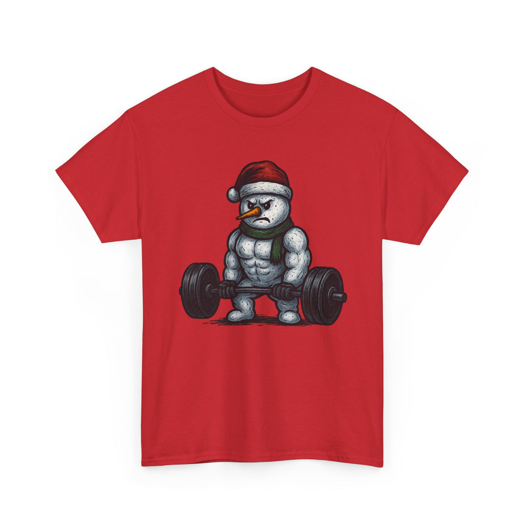 Snowman Deadlifting at the gym. Unisex Heavy Cotton Tee