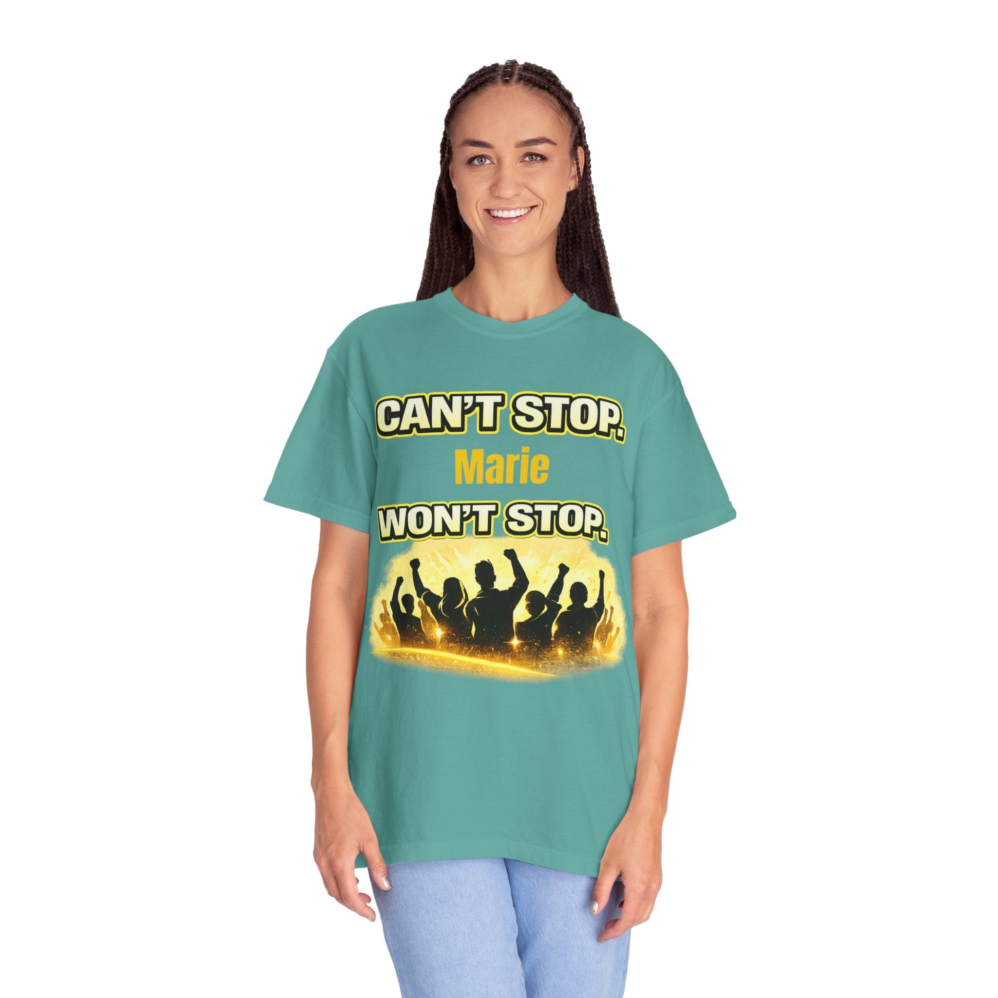 Custom Name Motivational T-Shirt – Can’t Stop. Won’t Stop.