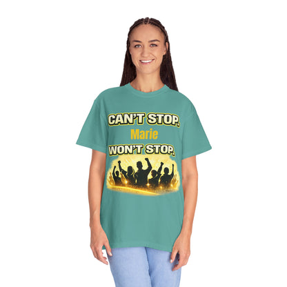 Custom Name Motivational T-Shirt – Can’t Stop. Won’t Stop.