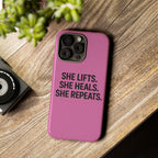 She lifts. She heals. She repeats. Tough Phone Cases