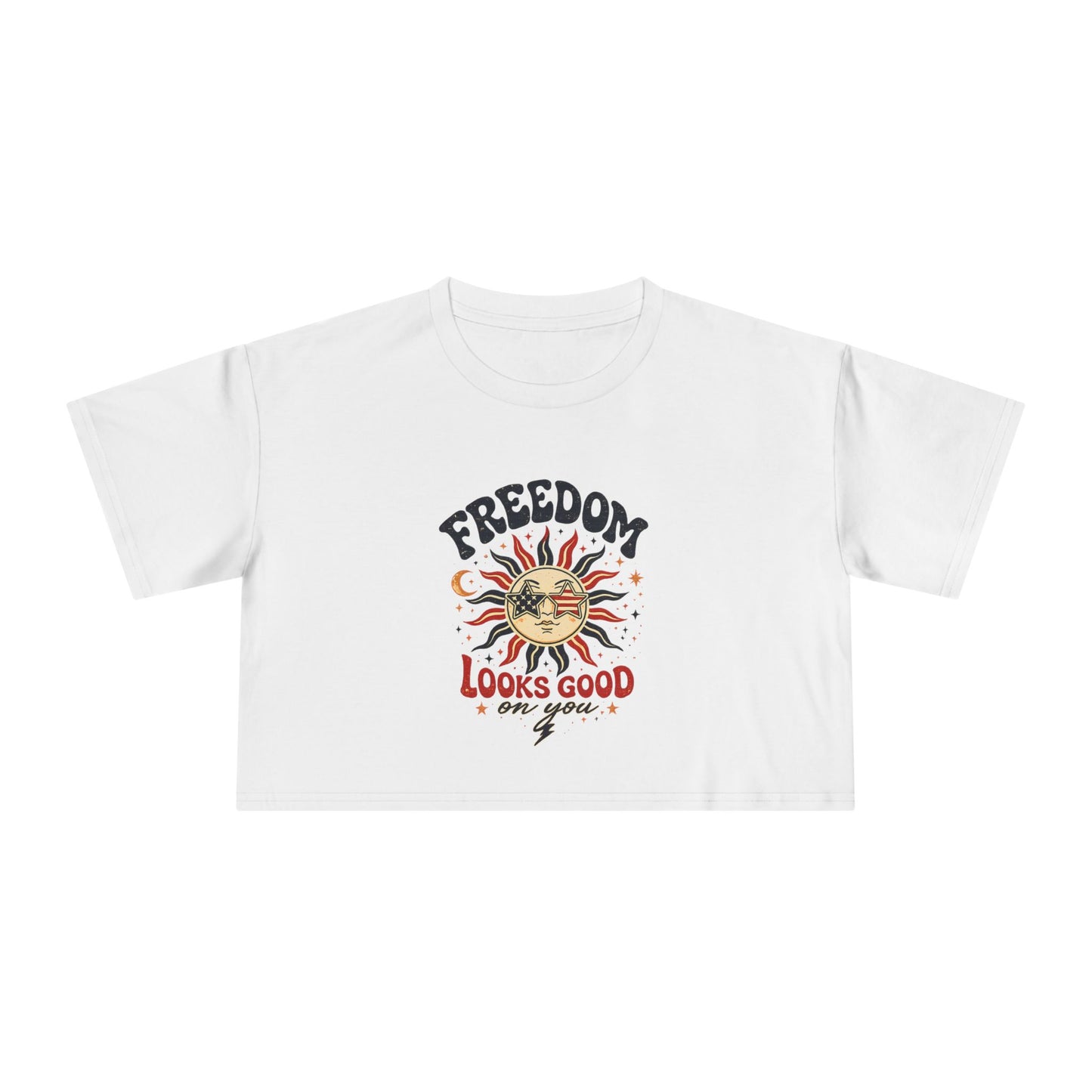 4th of July Women's Crop Top – Patriotic Cropped Tee for Summer, Fireworks, Beach Days & Independence Day Celebrations