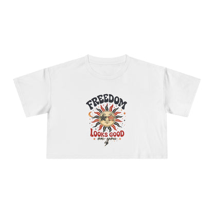 4th of July Women's Crop Top – Patriotic Cropped Tee for Summer, Fireworks, Beach Days & Independence Day Celebrations