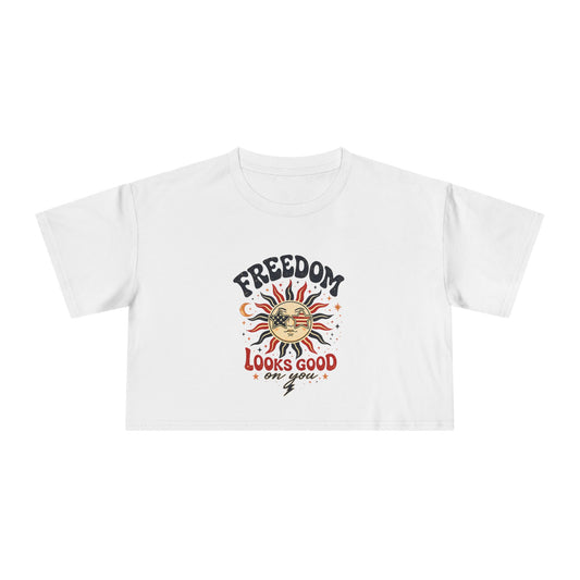 4th of July Women's Crop Top – Patriotic Cropped Tee for Summer, Fireworks, Beach Days & Independence Day Celebrations
