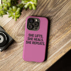 She lifts. She heals. She repeats. Tough Phone Cases