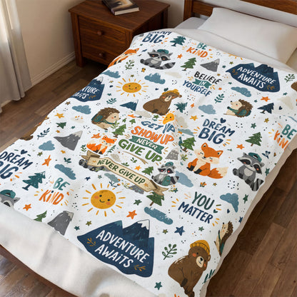 Kids Plush Velveteen Blanket – Ultra Soft Cozy Throw Blanket for Boys & Girls | Warm Lightweight Blanket for Bed, Nap Time & Gifts
