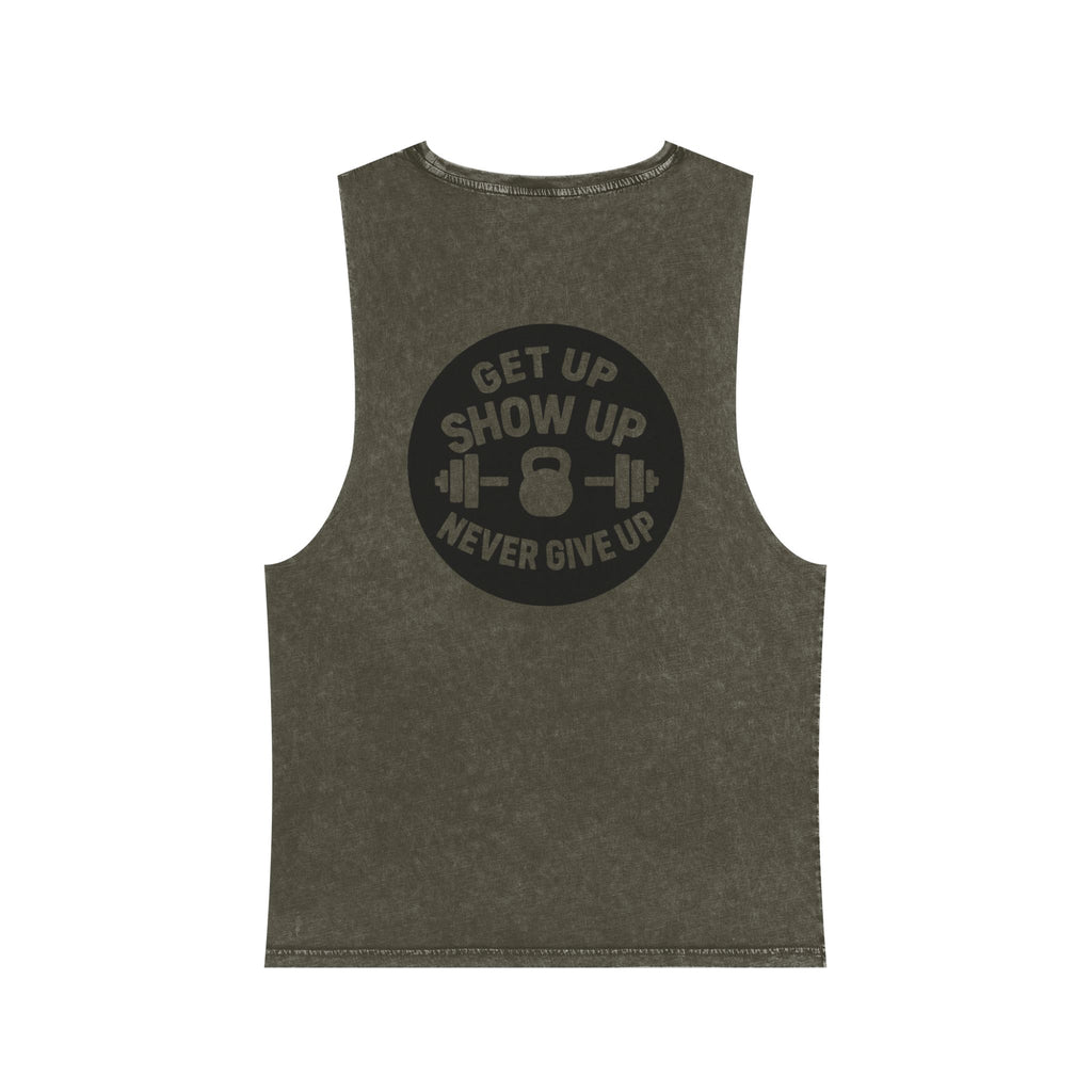 Barbells over breakdown muscle tank