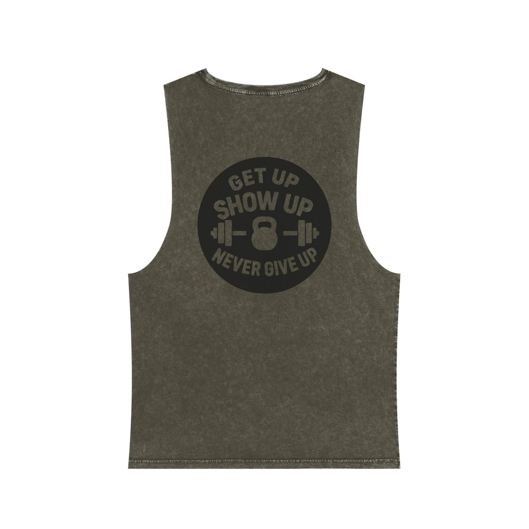 Barbells over breakdown muscle tank