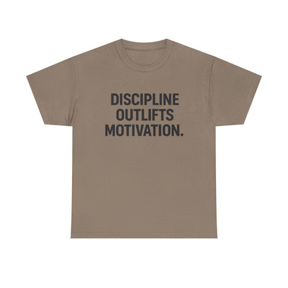 Discipline Outlifts Motivation. Unisex Heavy Cotton Tee