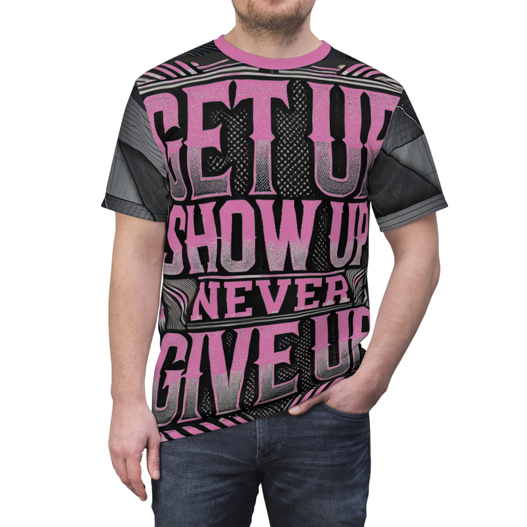 Relentless Drive Tee – Get Up, Show Up, Never Give Up (Light Pink)