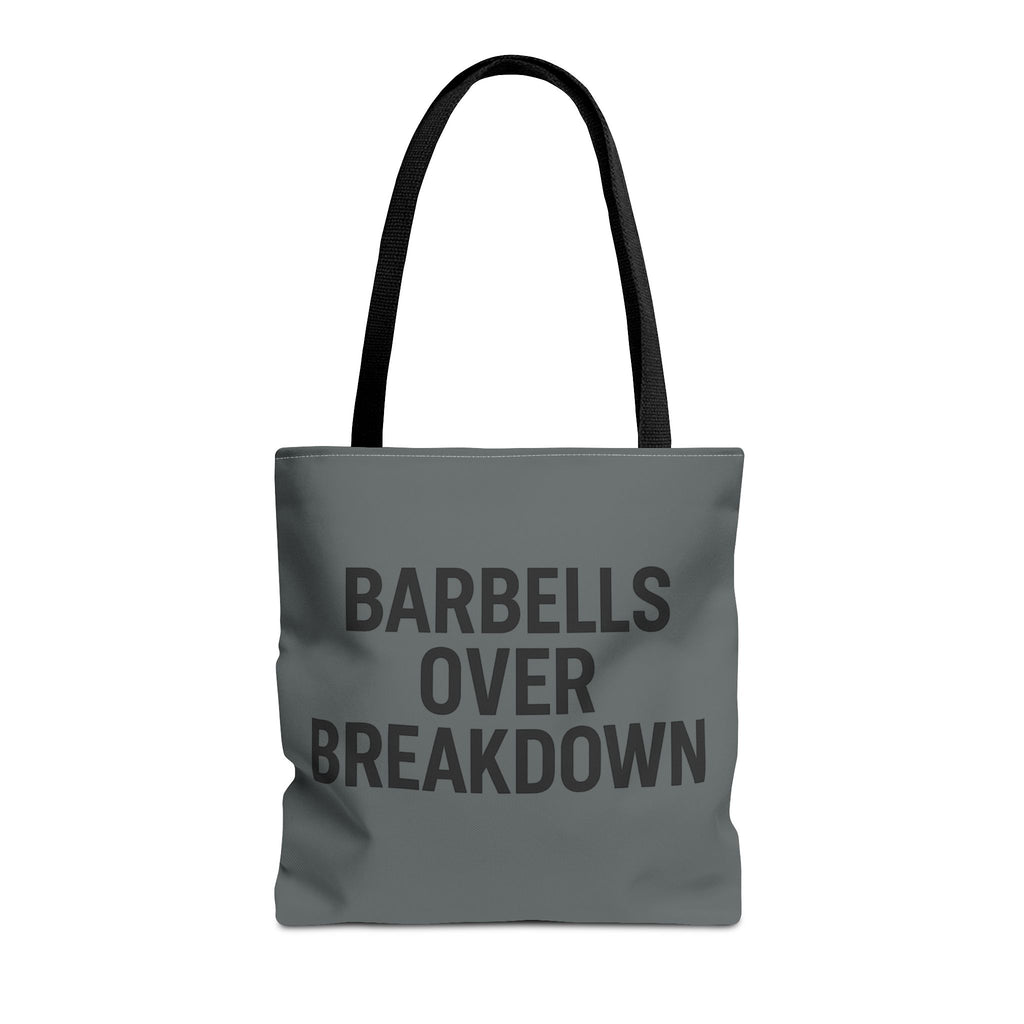 Barbells Over Breakdown Tote Bag