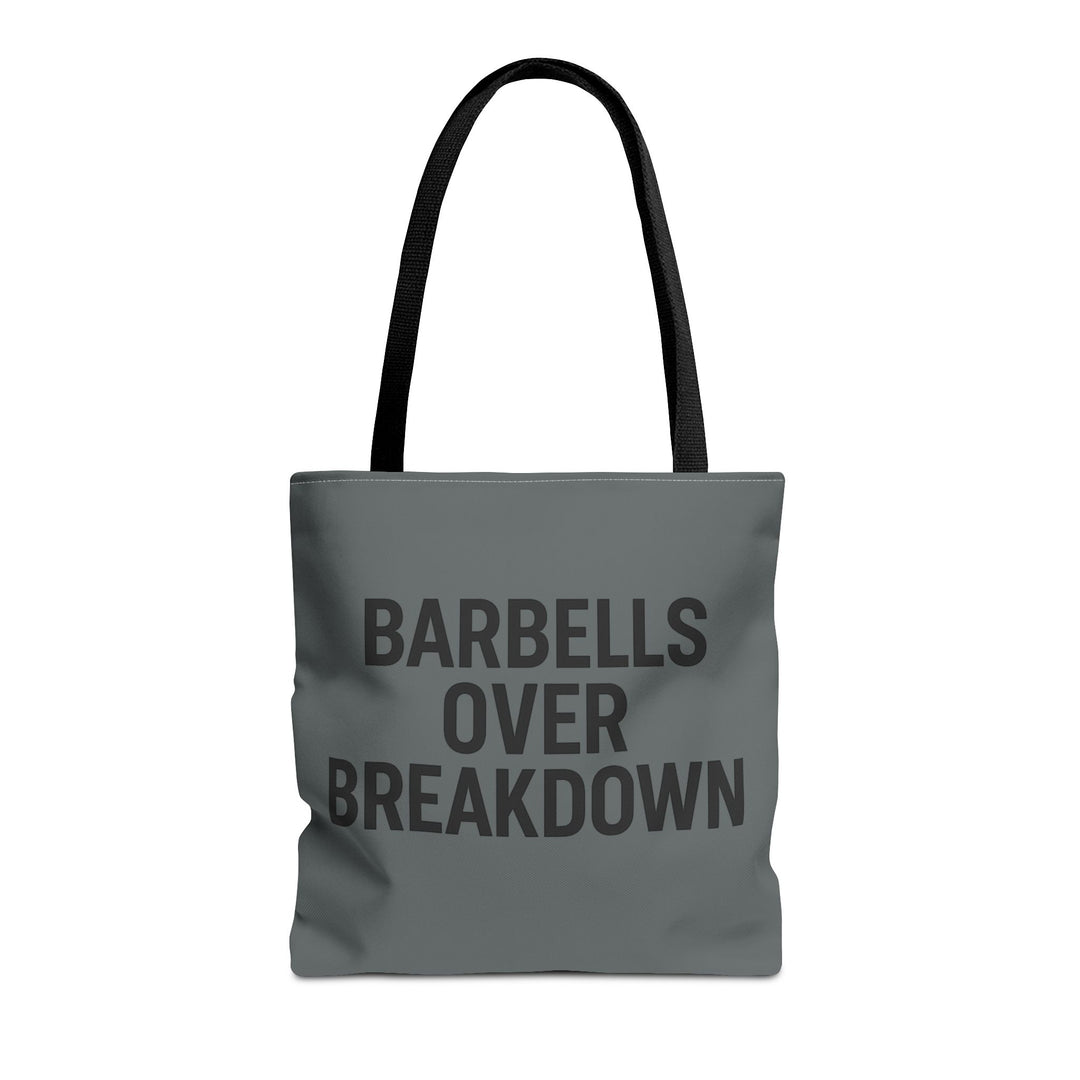 Barbells Over Breakdown Tote Bag