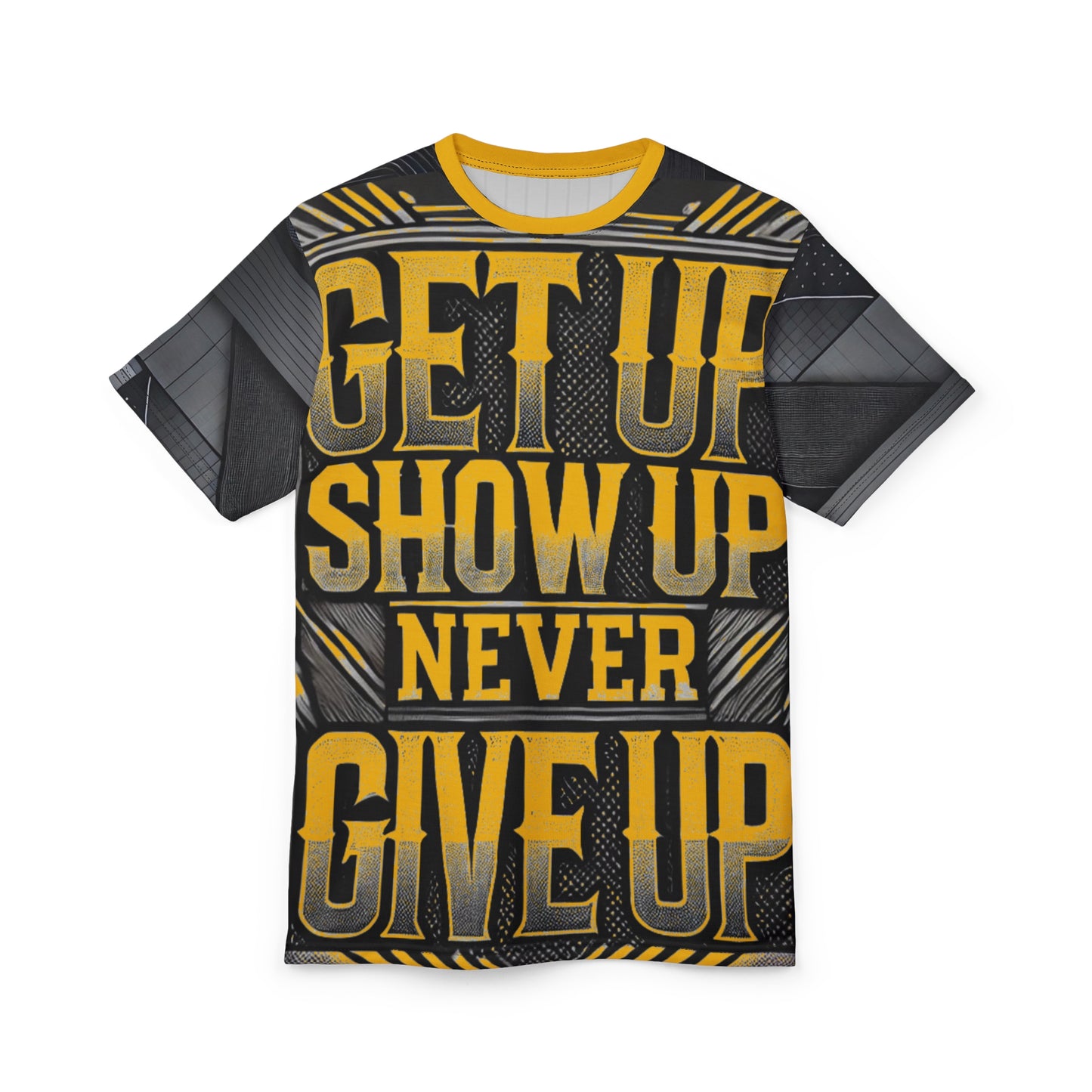 Relentless Drive Tee – Get Up, Show Up, Never Give Up (Yellow)