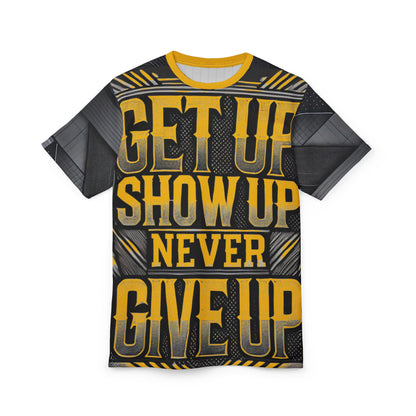 Relentless Drive Tee – Get Up, Show Up, Never Give Up (Yellow)