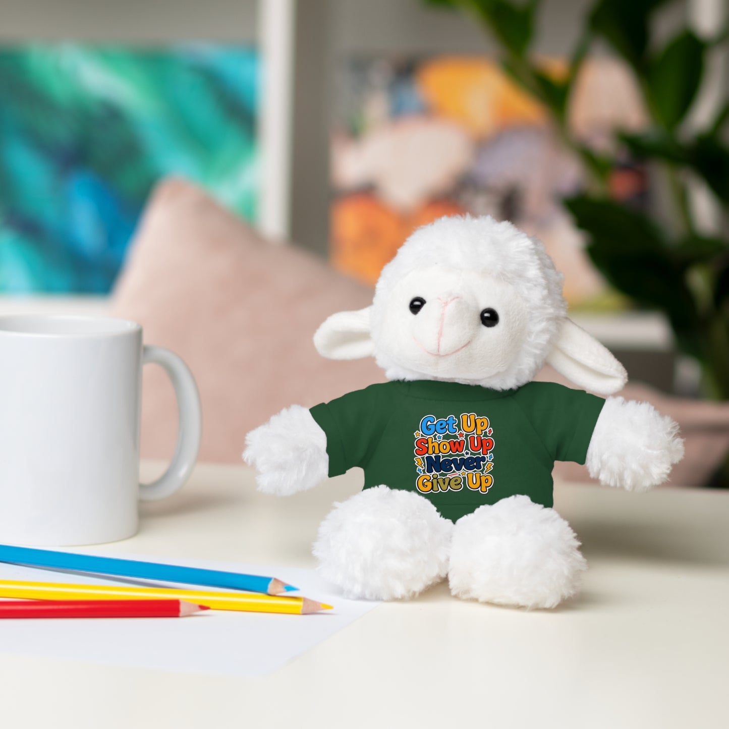 Stuffed Animals with Tee " Get Up Show Up Never Give Up"