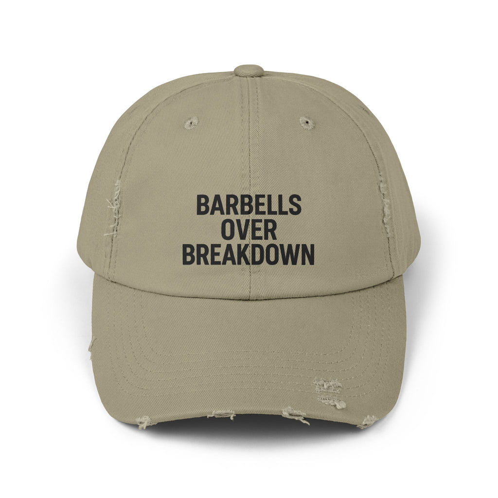 Barbells Over Breakdown: Unisex Distressed Cap