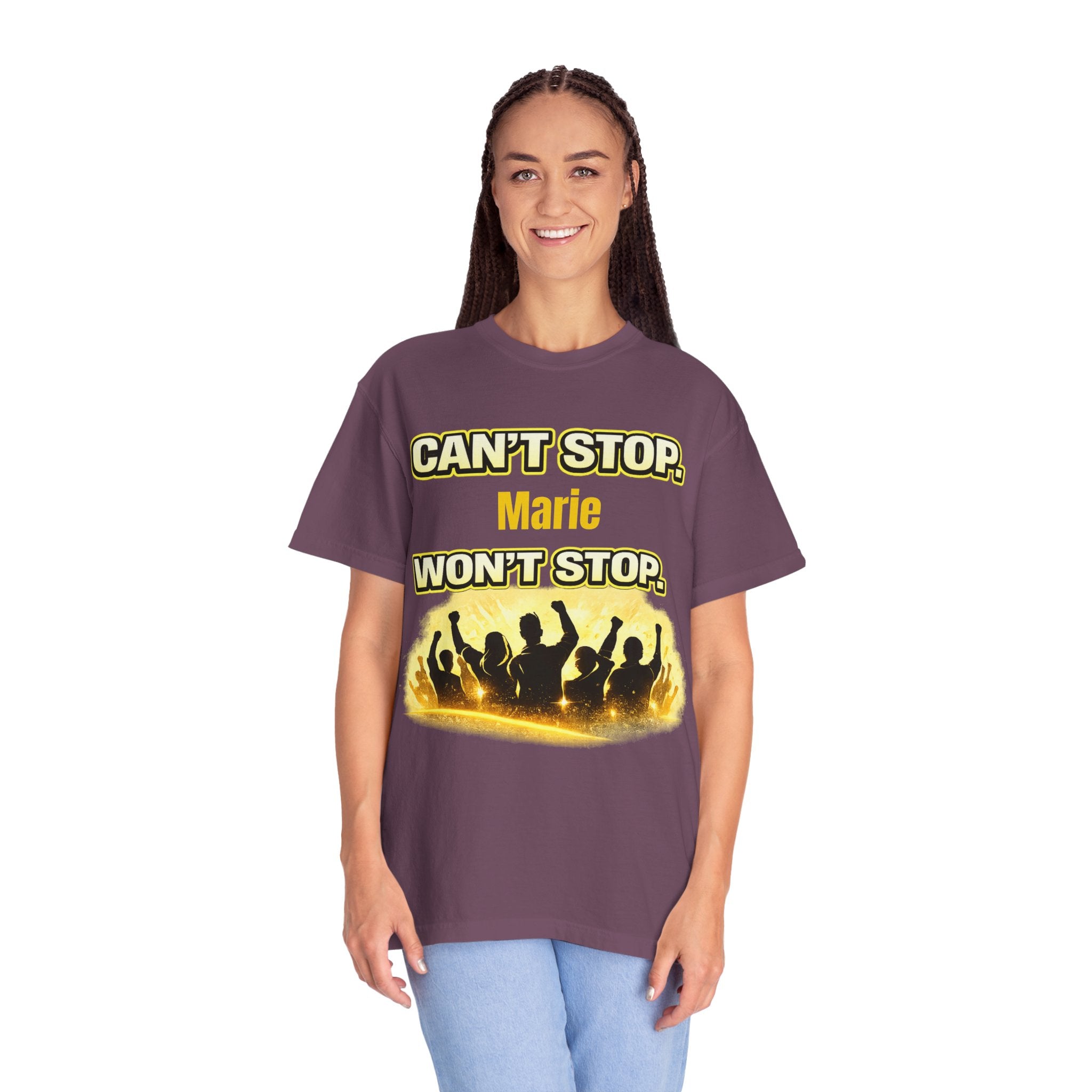 Custom Name Motivational T-Shirt – Can’t Stop. Won’t Stop.