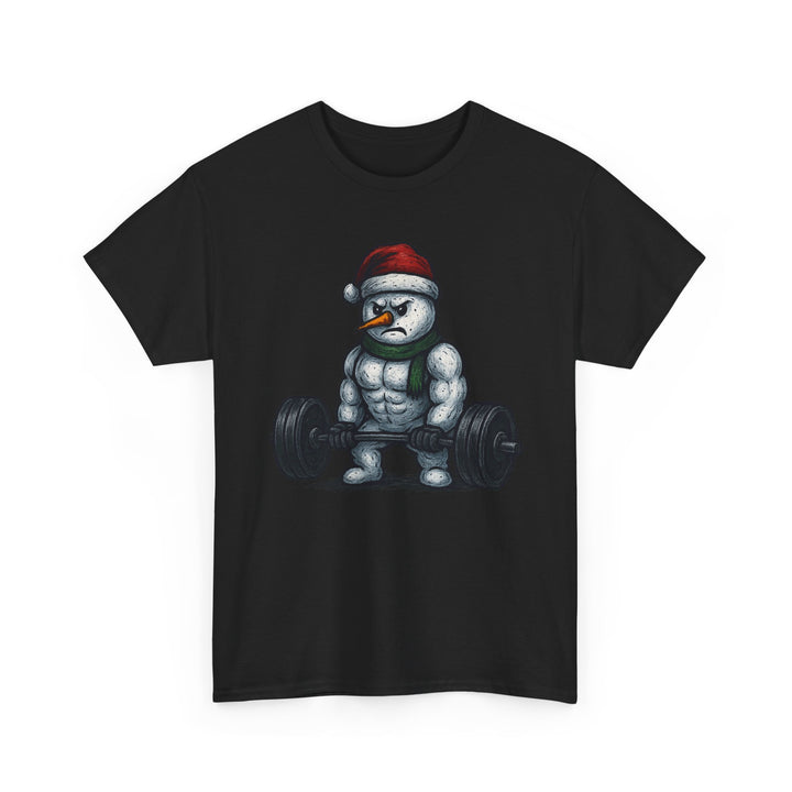 Snowman Deadlifting at the gym. Unisex Heavy Cotton Tee