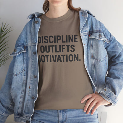 Discipline Outlifts Motivation. Unisex Heavy Cotton Tee