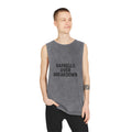 Barbells over breakdown muscle tank