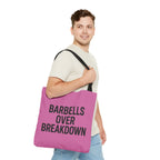 Barbells Over Breakdown Tote Bag