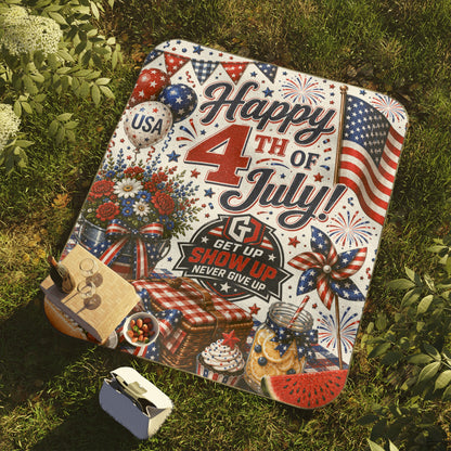 Patriotic 4th of July Picnic Blanket | Waterproof Outdoor USA Independence Day Blanket | Portable American Pride Stadium & Beach Blanke