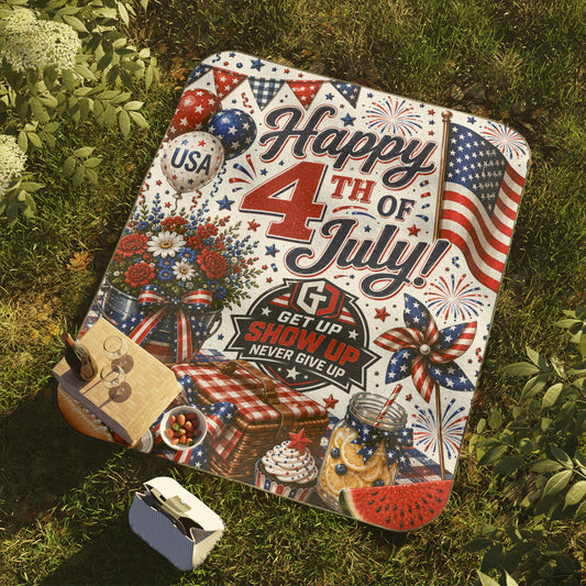 Patriotic 4th of July Picnic Blanket | Waterproof Outdoor USA Independence Day Blanket | Portable American Pride Stadium & Beach Blanke