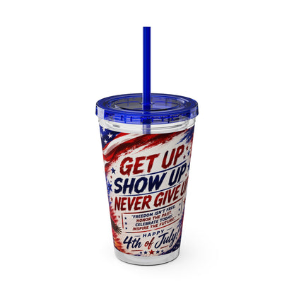 Patriotic 4th of July Tumbler with Straw 16oz