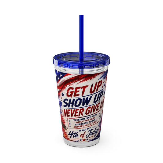 Patriotic 4th of July Tumbler with Straw 16oz