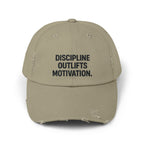 Discipline Outlifts Motivation : Unisex Distressed Cap