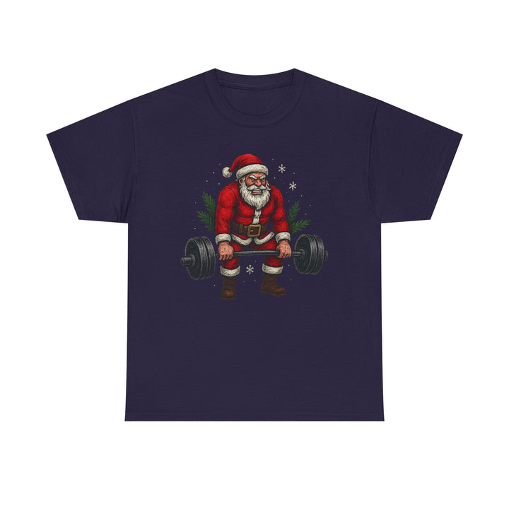 Santa Deadlifting. Unisex Heavy Cotton Tee