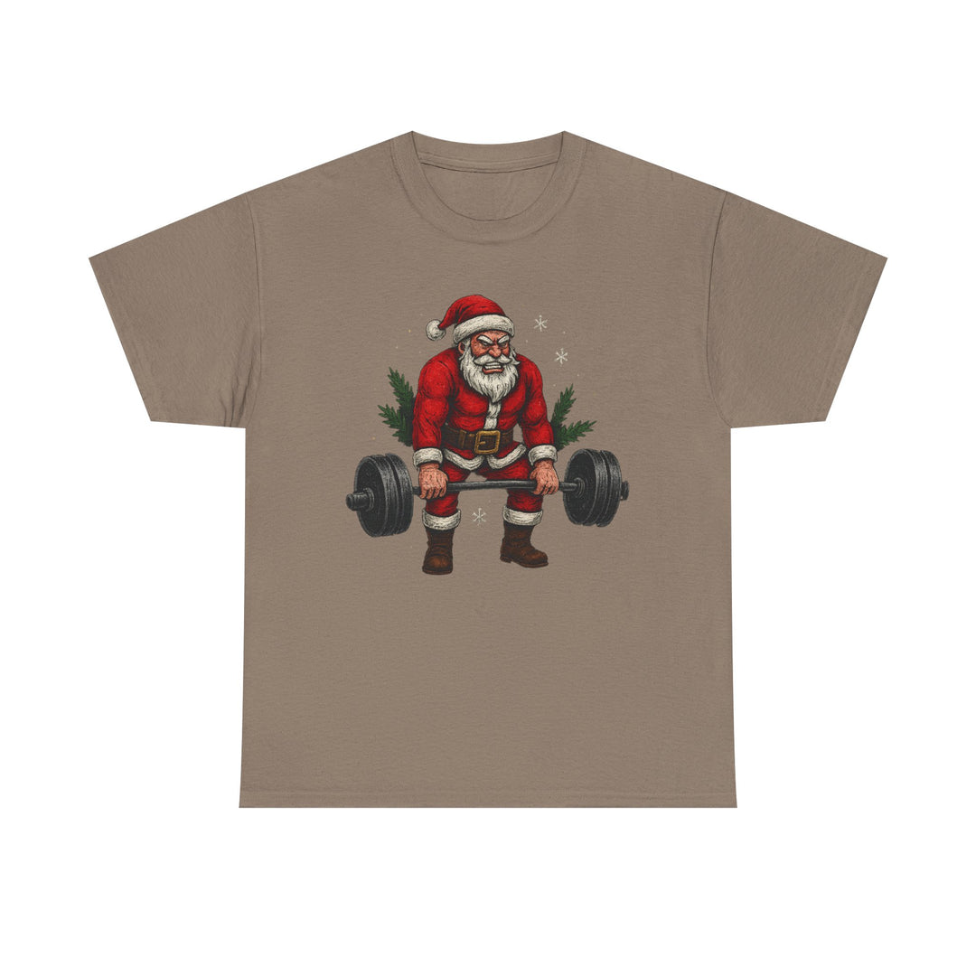 Santa Deadlifting. Unisex Heavy Cotton Tee