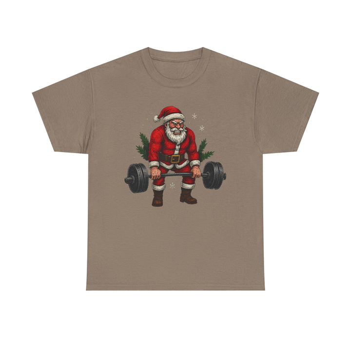Santa Deadlifting. Unisex Heavy Cotton Tee