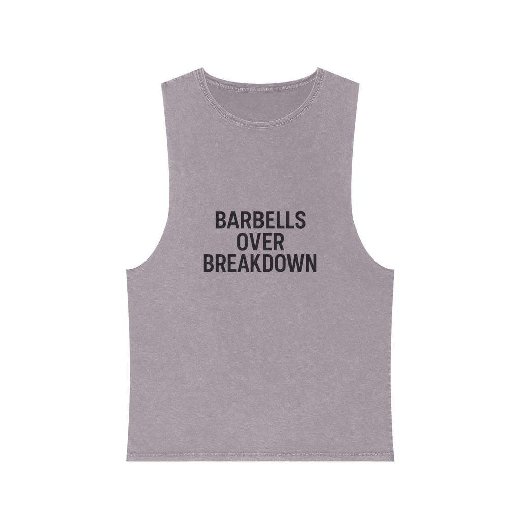 Barbells over breakdown muscle tank