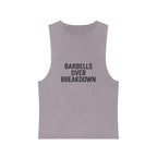 Barbells over breakdown muscle tank