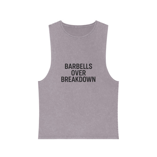 Barbells over breakdown muscle tank