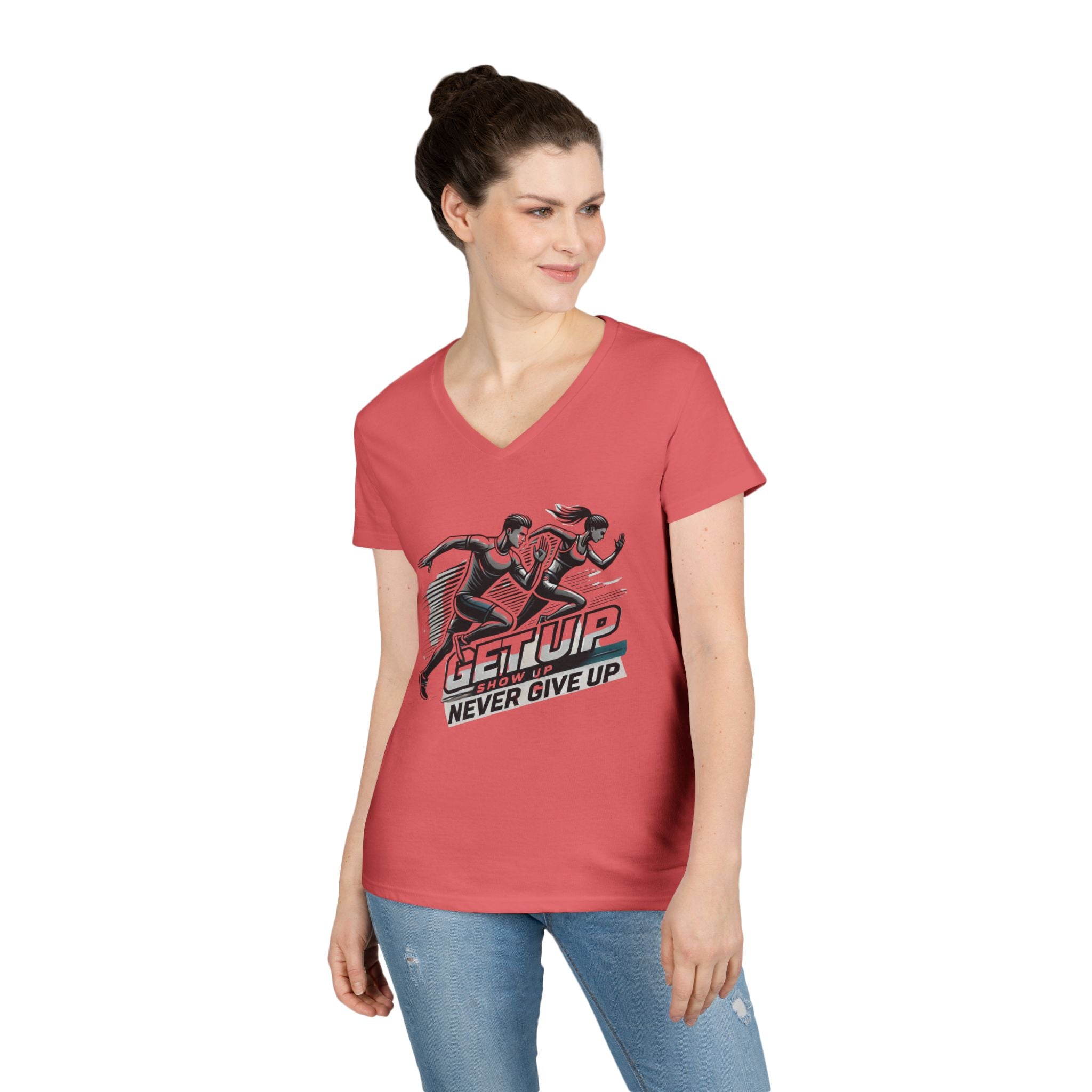 Run Through It Women's V Neck-Strength in Motion