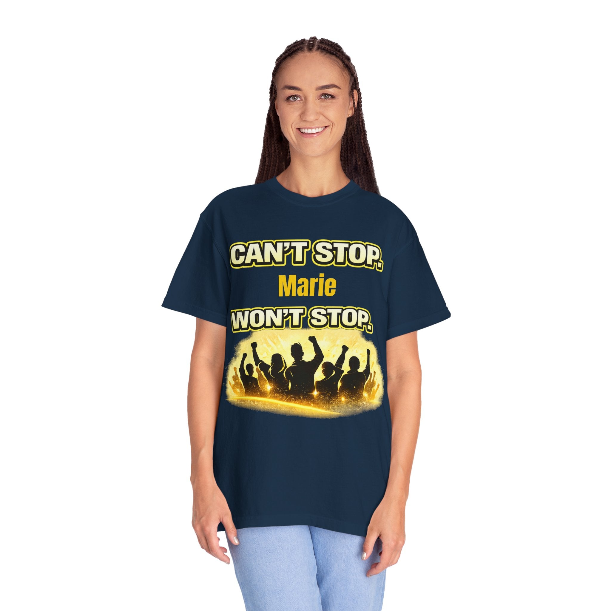 Custom Name Motivational T-Shirt – Can’t Stop. Won’t Stop.