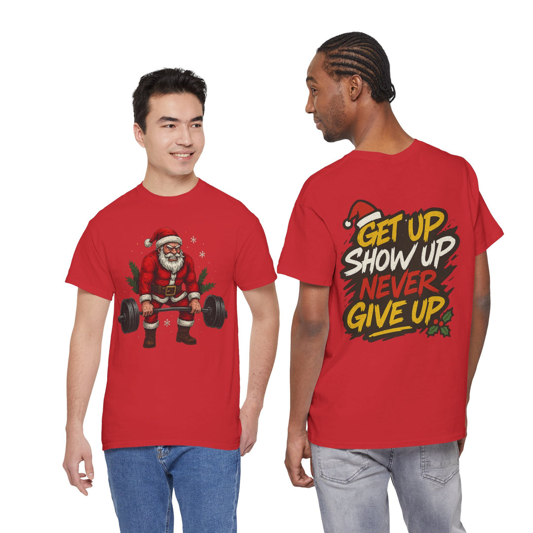Santa Deadlifting. Unisex Heavy Cotton Tee