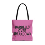 Barbells Over Breakdown Tote Bag
