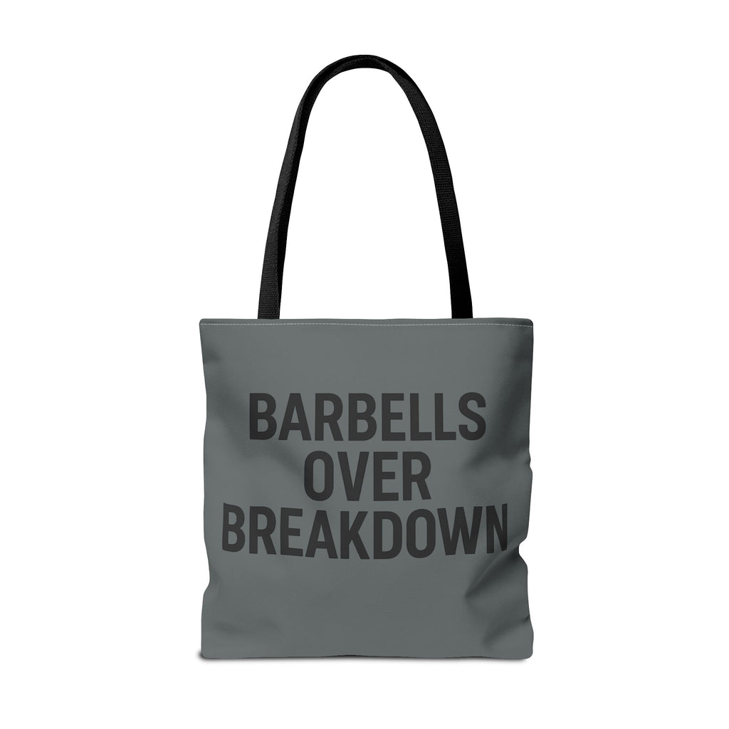 Barbells Over Breakdown Tote Bag