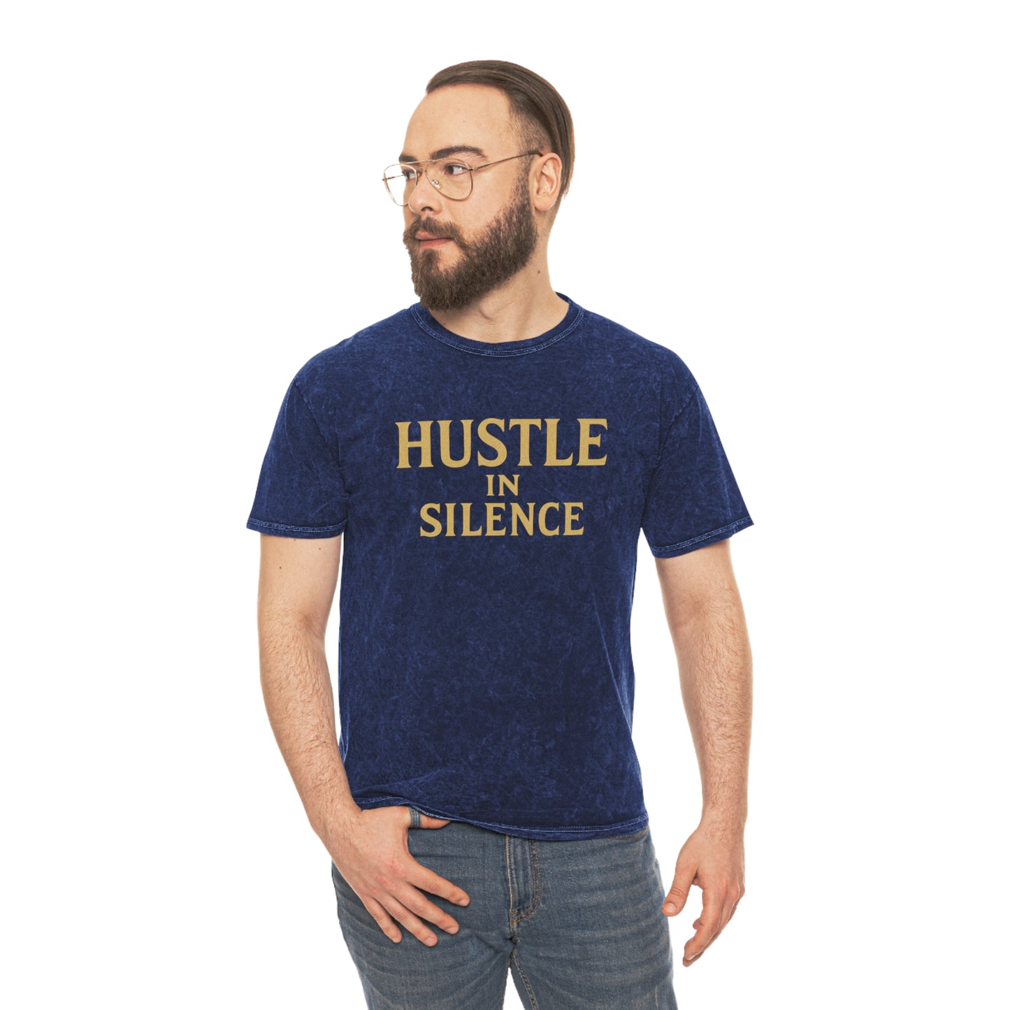 Hustle in Silence. Unisex Vintage Mineral Wash Tee