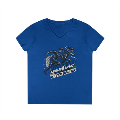 Run Through It Women's V Neck-Strength in Motion