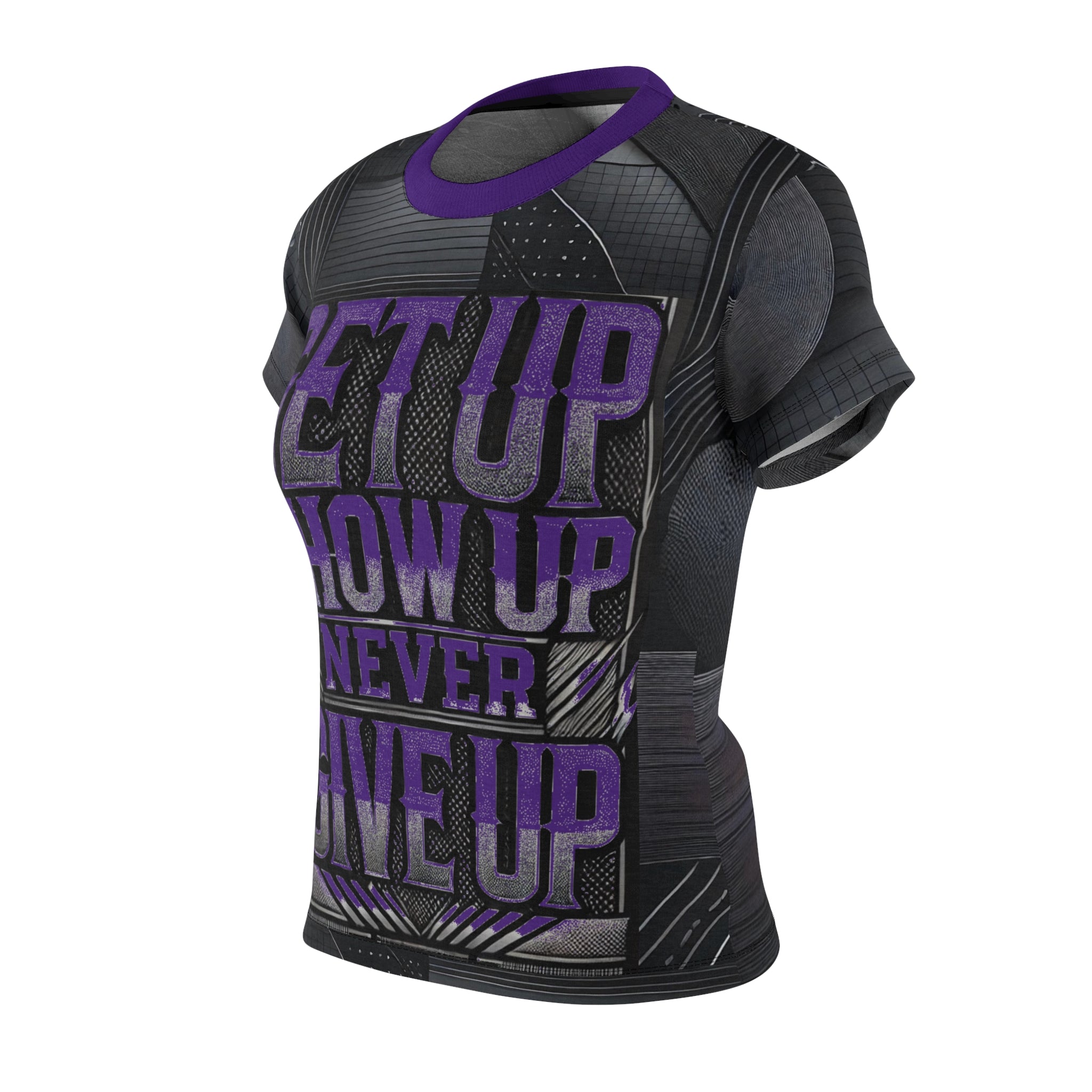 Women's Relentless Drive Tee – Get Up, Show Up, Never Give Up (Purple)