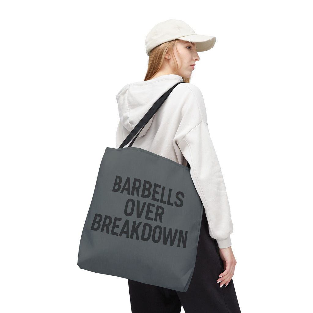 Barbells Over Breakdown Tote Bag