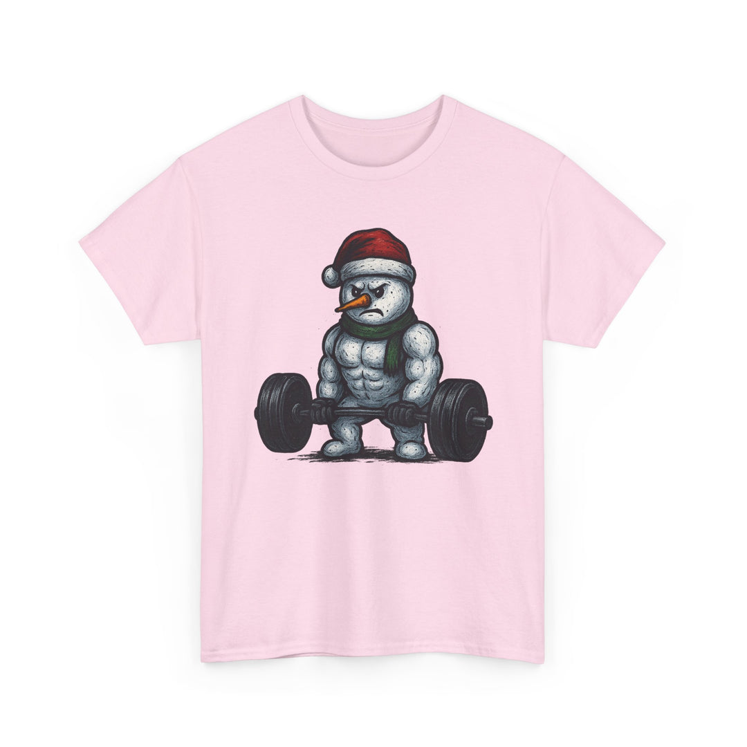 Snowman Deadlifting at the gym. Unisex Heavy Cotton Tee