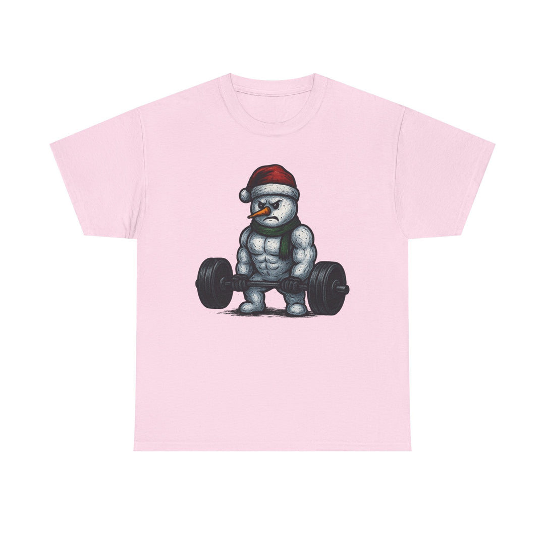 Snowman Deadlifting at the gym. Unisex Heavy Cotton Tee