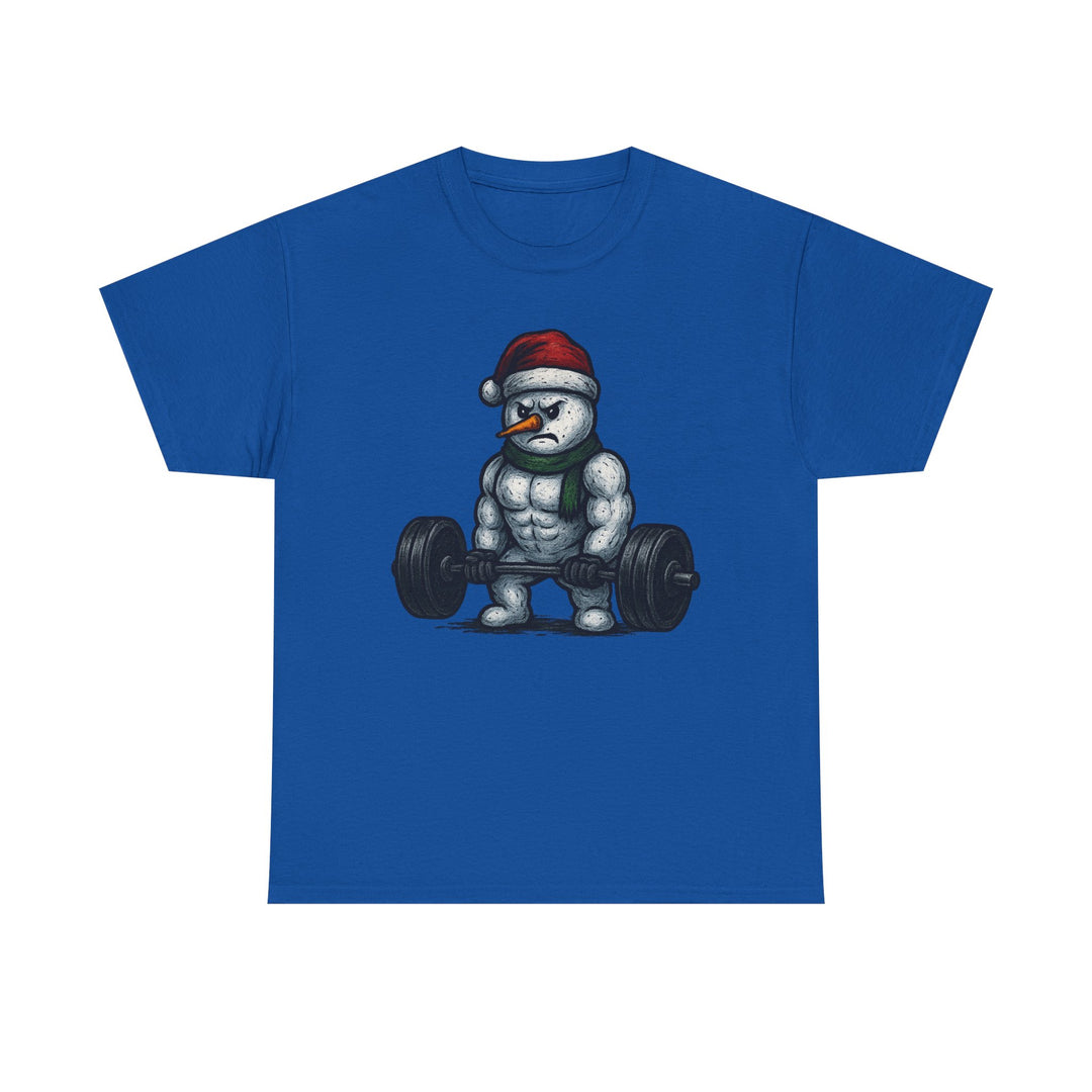 Snowman Deadlifting at the gym. Unisex Heavy Cotton Tee