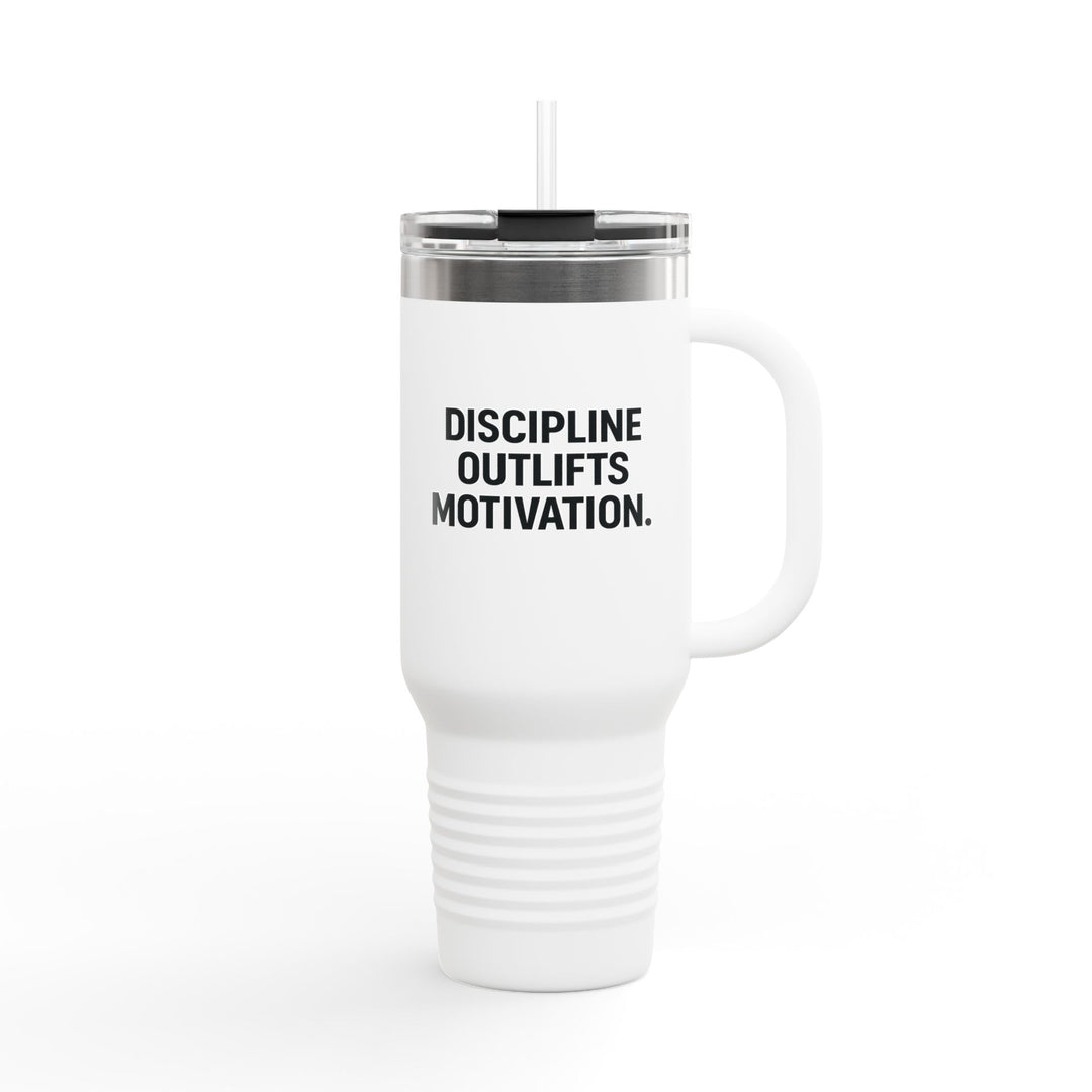 Discipline Outlifts Motivation Insulated Travel Mug, 40oz
